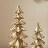 Gold Festive Figurines 2Pcs Christmas Tree Ornaments, Vintage Tabletop Decoration for Holiday Seasonal Display Pieces Home Decor And Fireplace Mantel