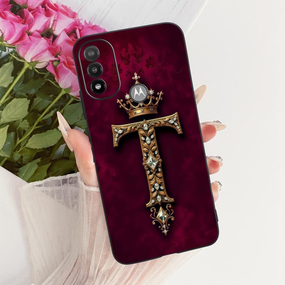 For Motorola Moto E20 Case Moto E30 E40 Luxury Crown Letters Cover Soft TPU Phone Case For Moto E40 E 20 30 MotoE20 MotoE30 Bags