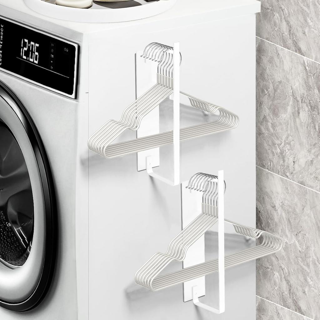 Magnetic Hanger Holder for Laundry Room, Space-Saving Hanger Organizer for Washing Machine Dryer, Holding up to 40 Velvet Wire Plastic Hangers (1,