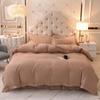 4pcs/set European-style Simple and Modern Solid Color Embroidered Quilt Bedding Bed Skirt Set Bedding Set Comfortable Soft Four-piece Set