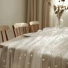 Pearl Chiffon Table Runner 3m Semi Transparent Gauze Mesh Table Cloth Fabric for Wedding Bridal Shower Party Dining Decoration