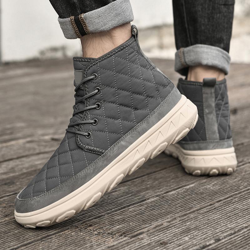 Fashion Fashion Autumn Winter New Fleece Warm High Top Leather Boots Outdoor Flat Bottomed Comfort Men Casual Boot Quality Chelsea Boots