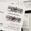 10Pcs Cute Cat Eye Short Press On Nails Christmas Snowman Bow Snowflake Cherry Apple Full Cover Fake Nails Gift