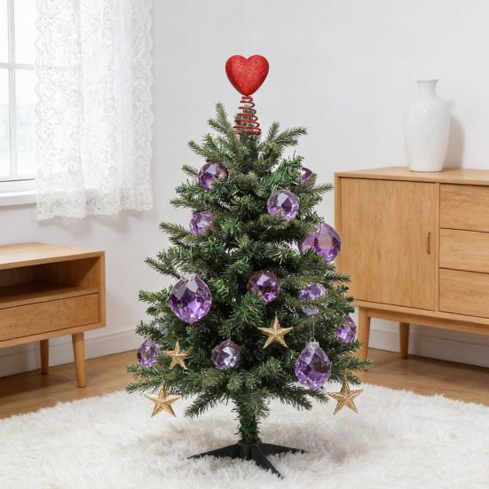 Red Heart Tree Topper with Coil Spring Bounce Effect Glittery Shiny Texture Romantic Holiday Decoration for Mini Trees Parties Home Decor And