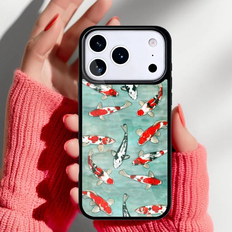 Japanese Koi Fish Phone Case for iPhone 17 16 15 14 13 Pro Max Back Cover for 12 11 Pro Coque