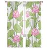 Seamless Pattern Background With Lotus Flower Chiffon Sheer Curtains for Living Room Bedroom Decor Window Voiles Tulle Curtain