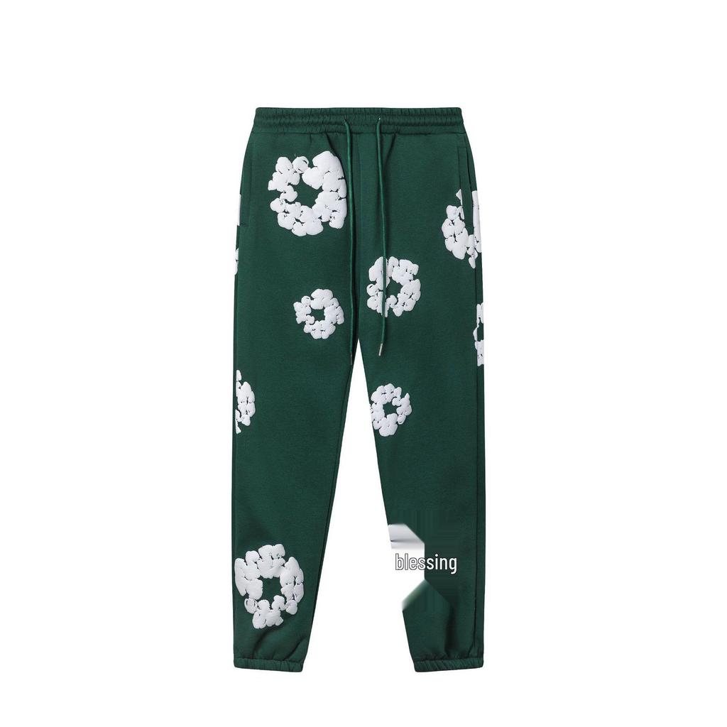 Fleece-Lined Denim Tears Hoodie & Sweatpants Set Inspired by Kanye's Style