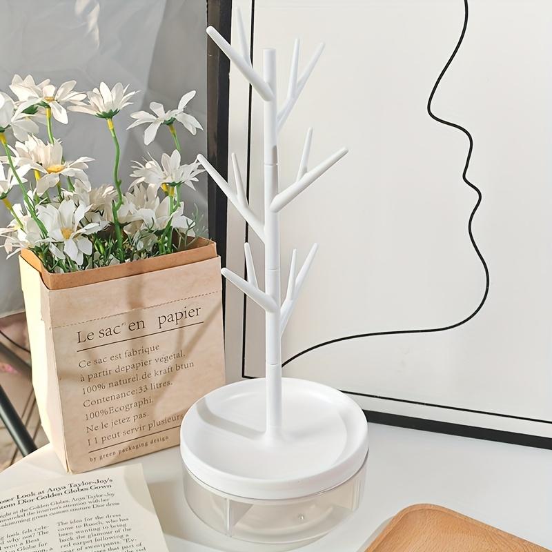 360 Grad drehbarer Schmuckorganizer - Halsketten- & Ohrring-Präsentationsständer mit Aufbewahrungsbox für Waschtisch und Badezimmerablage