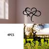 4PCS Rustic Metal Heart Deer Floral Home Yard Wall Decor Set
