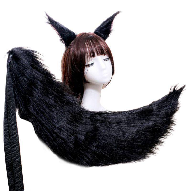 Erwachsene Kinder Cosplay Anime Flauschiges Plüsch Langes Katzenohr Schwanz Kostümzubehör Halloween Party Kostüm Requisite