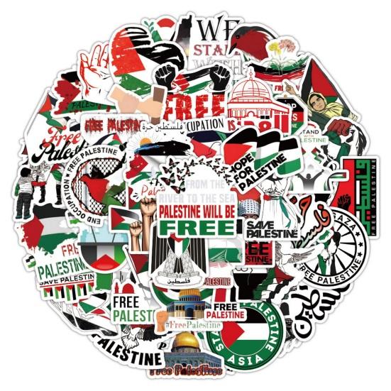 

50Pcs Free Palestine Stickers Cool Waterproof Vinyl Decal for Adults Teens Kids Cartoon Graffiti Sticker for Water Bottle Bike 1 Set