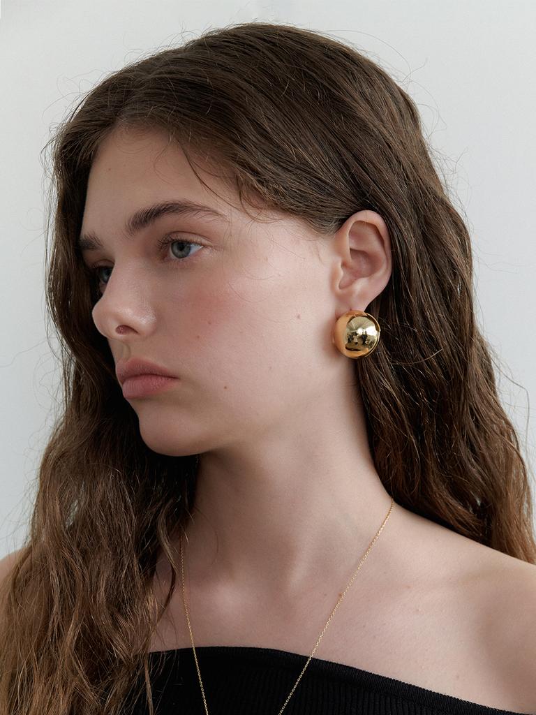 Obla Hollow Ball One Touch Earring_L (1Unit) Je047