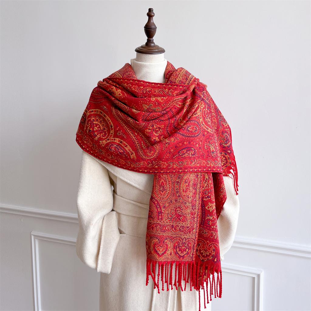 Projekt Kwiatowy Drukowany Kaszmirowy Szalik Kobiety Zimowe Szale Pashmina I Otulacze Grube Ciepłe Bufanda Stole Koc Luksusowy