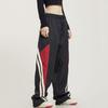 Damenhose, elastisch, hohe Taille, verstellbarer Kordelzug, weites Bein, vertikale Streifennähte, Retro-Streetstyle-Sporthose