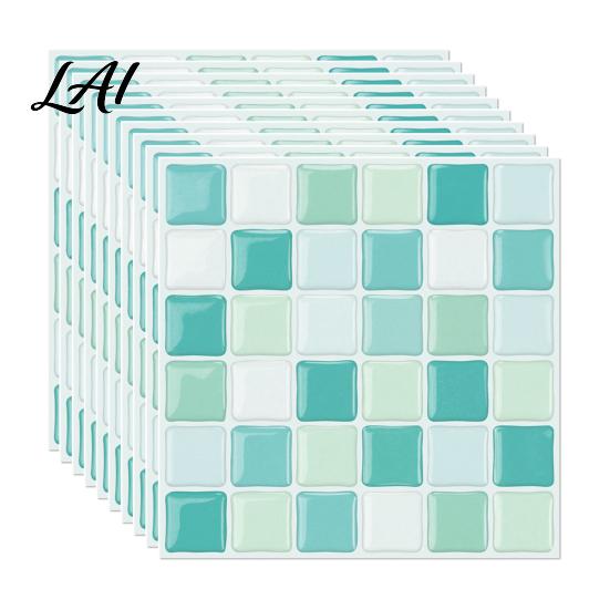 Waterproof Kitchen Backsplash Decal 10Pcs 3D Mosaic Wall Sticker Oil-Proof Tile Decal Peel And Stick Stickers Backsplash Self-Adhesive Bathroom