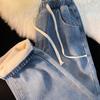 Stilvolle Damen-Winterjeans, Verdickte Denim-Hose mit Fleecefutter und Kordelzug-Taille, Bequeme Freizeitjeans für Alltag & Ausflüge