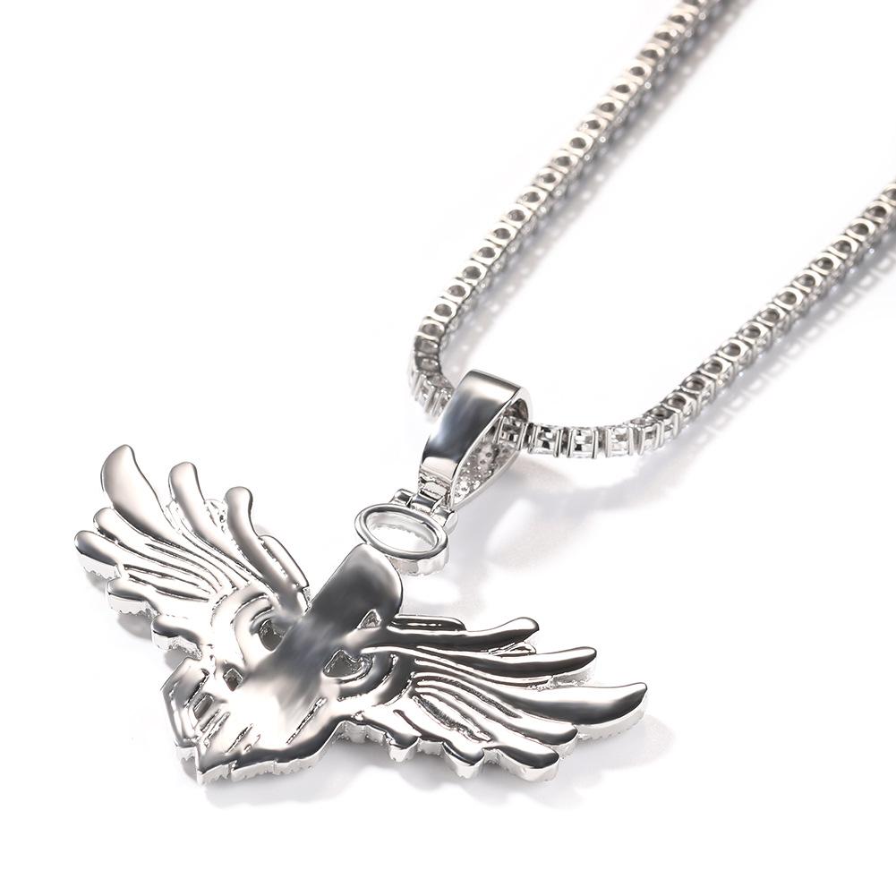 Trendy Hip Hop Men's Necklace: Big Wing Pendant with Copper and Zircon