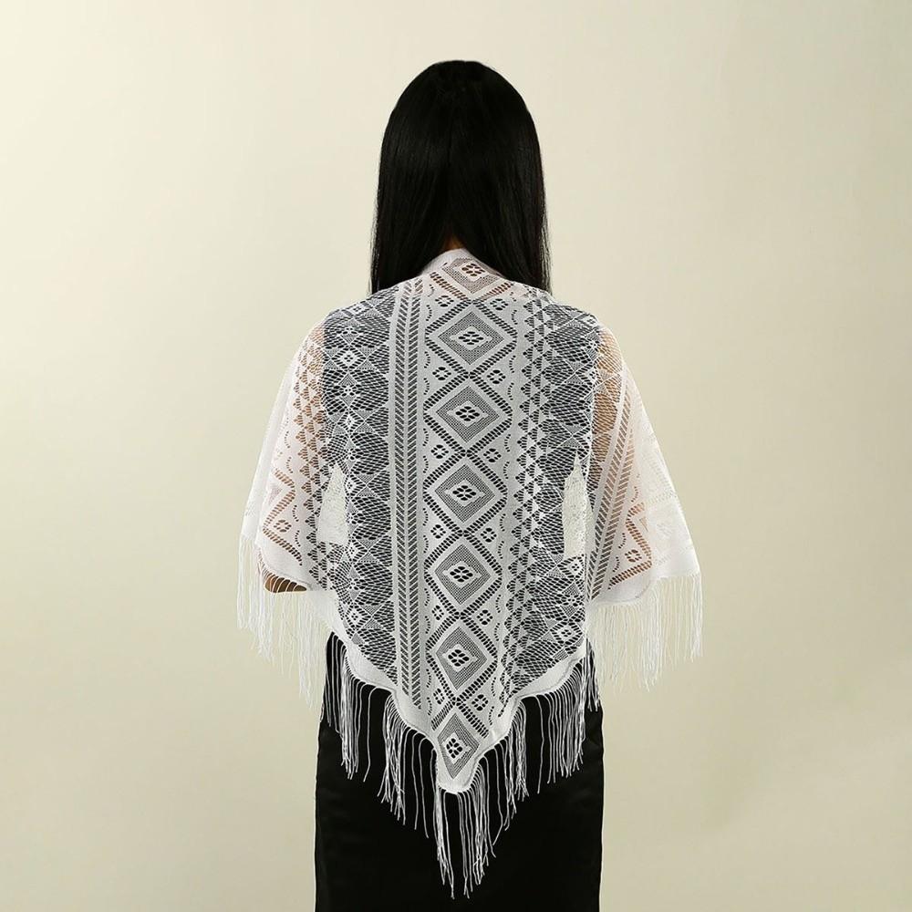 Transparent Triangle Scarf Hollow Mesh Prayer Shawl Elegant Wedding Party Shawl