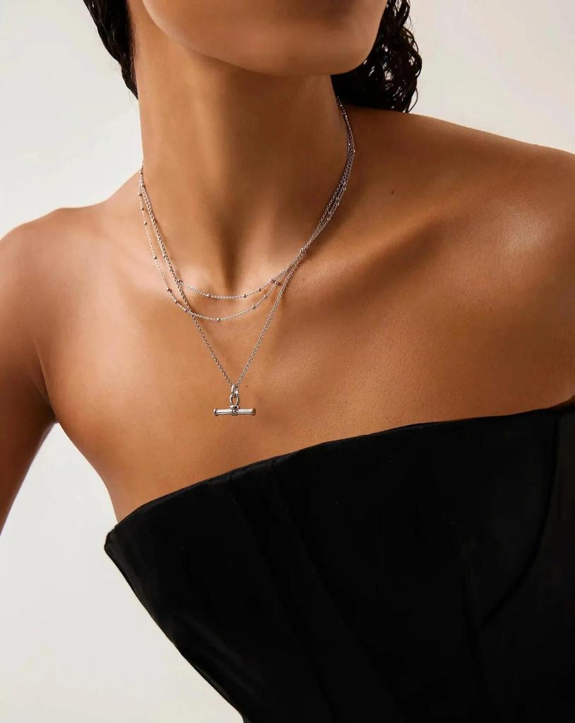 T-Shaped Multi-layer Stackable Necklace: Hip Hop Cuban Link with Niche Design