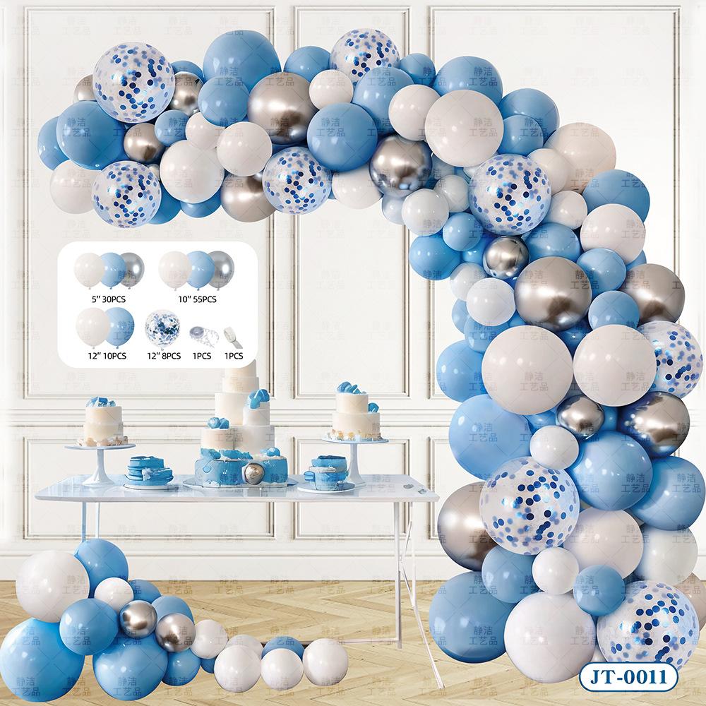 Party Blue Macaron Balloon Chain Baby First Birthday Decoration Store Anniversary Opening Scene Layout Arch Jt-0011balloonchainset[gluedispensingandballooncha