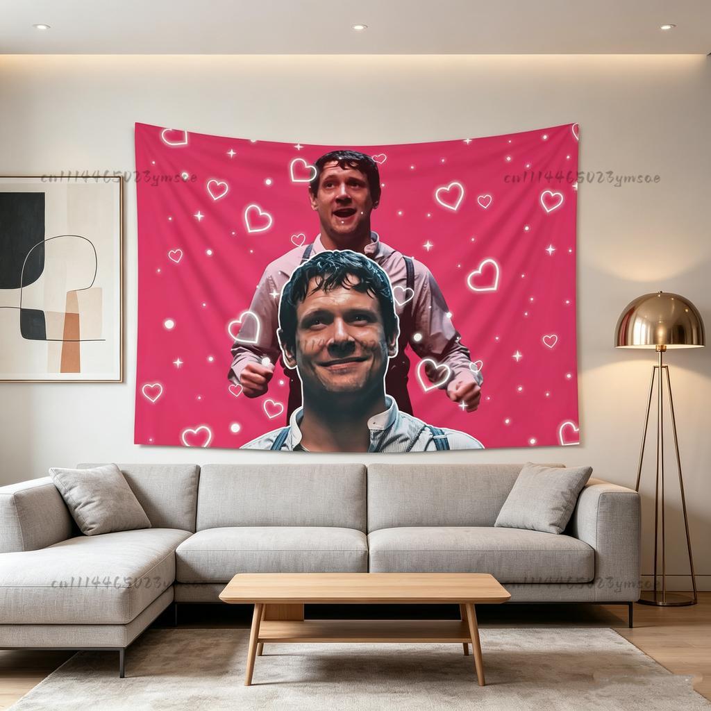 Aesthetic Bedroom Decoration Tapestry R-Remmick Pink Flags Remmick Pink Heart Flag Indoor Wall Tapestries Dorm Background Cloth