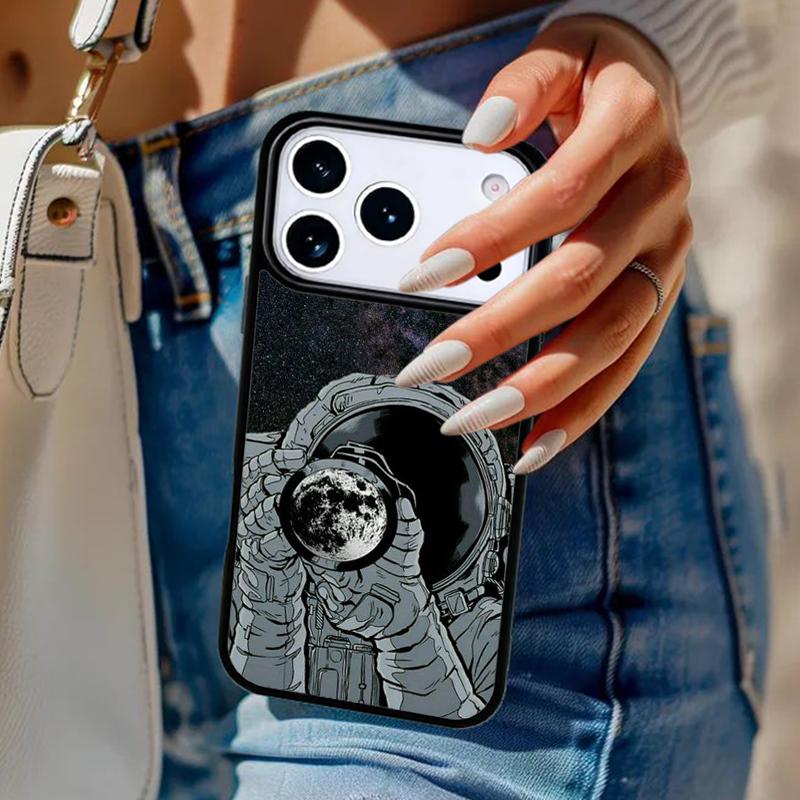 Space Moon Astronaut Phone Case For iPhone 17 Air 14 15 13 12 Max Cover For Apple 16e 11 Pro Max Plus Coque