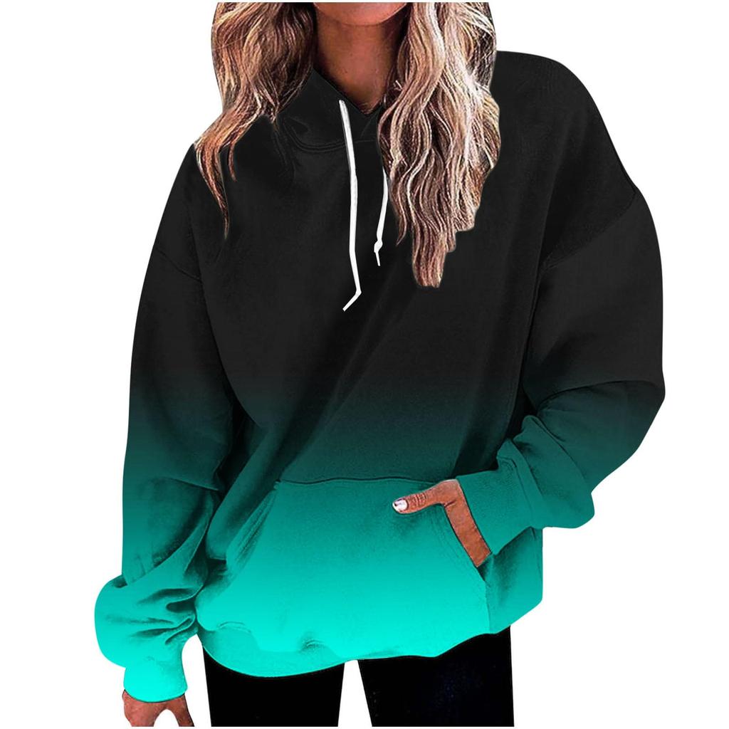 Kids 3D Gradient Printed Long Sleeve Loose Hooded Sweatshirt Simple Girl Casual Long Sleeve Pullover