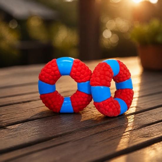 Dog Oral Care Toys Lifebuoy Ring Toy, Latex Squeaky Chew Teeth Pet Fetch Cleaning Toy for Aggressive Chewers, Interactive Training Small Medium Large
