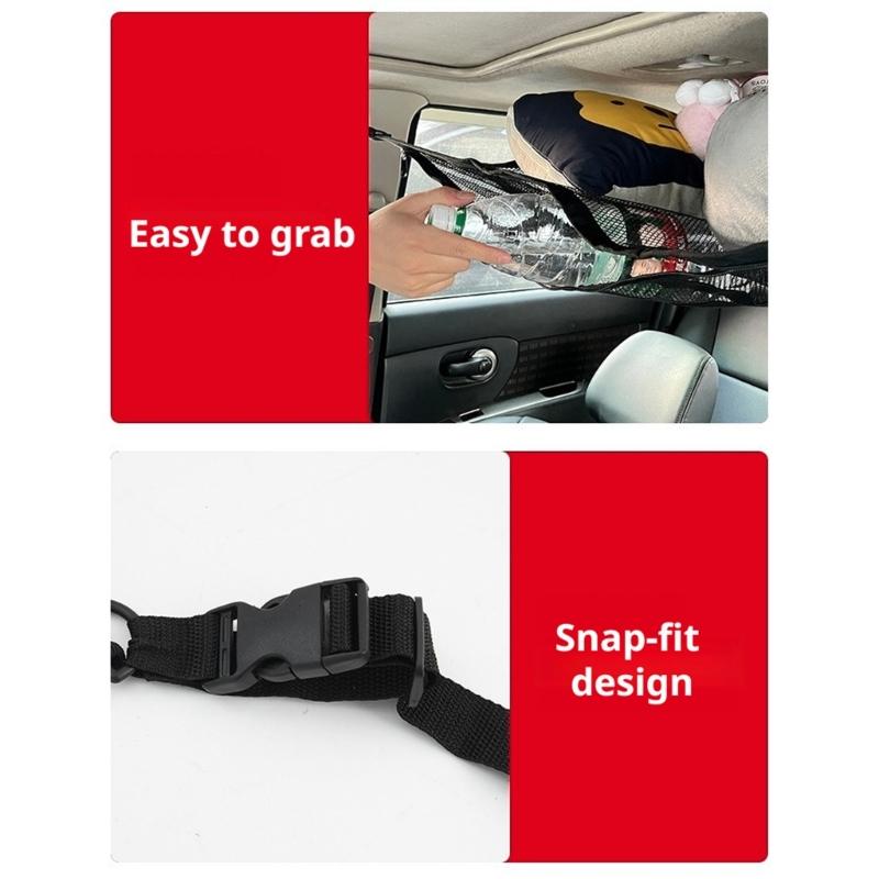 Car Roof Cargo Net with Mesh Access Panel and Mounting Hardware for Soft Item Storage In Cars SUVs and MPVs Daily Use