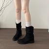 Short Boots Children's Coarse Heel Medium Tube Pile Boots Women's Summer New Autumn Maillard Western Cowboy Martin Boots