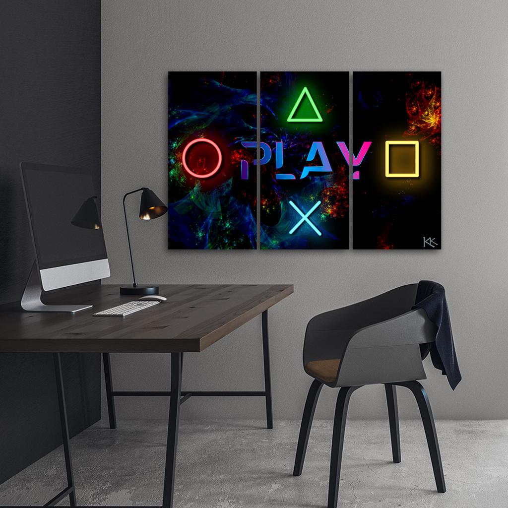 Three Piece Picture Canvas Print Play and Buttons for the Pad