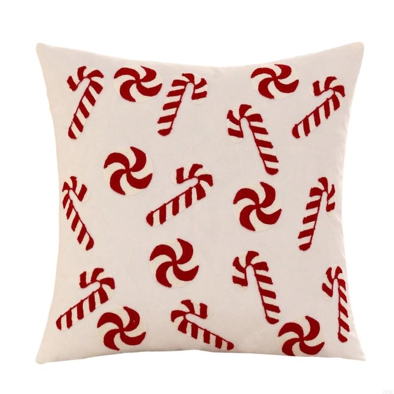 

Velvets Holiday Pillow Case With Snow Embroidery Decorative Bedroom Sofa Decoration J0MC