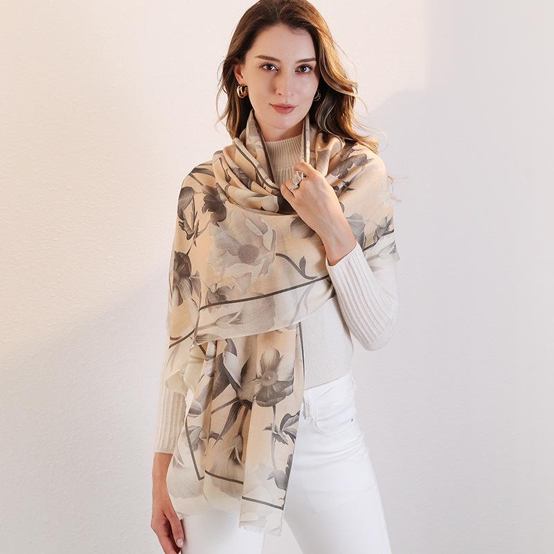Winter Wool Scarf Women's Long Thermal Scarf Shawl Dual-purpose