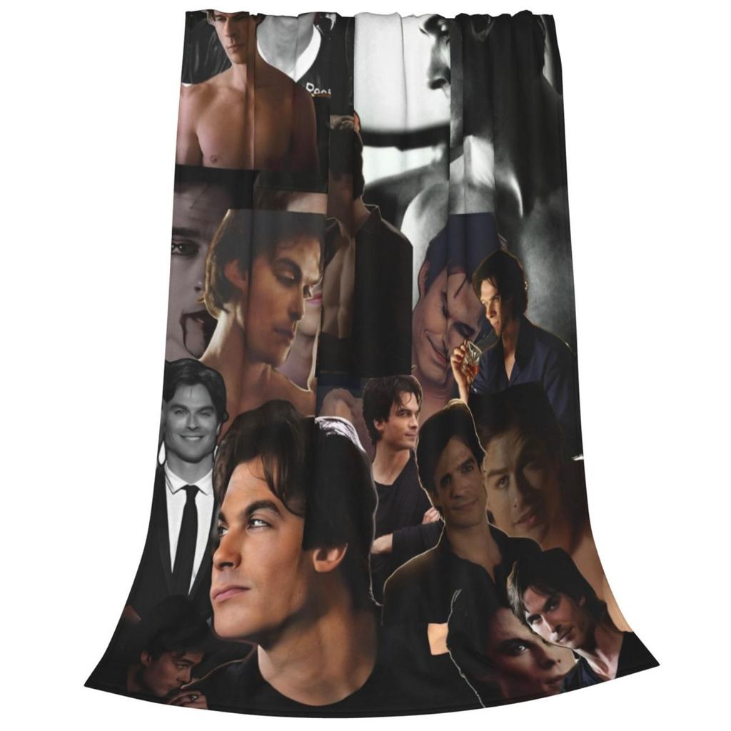 The Vampire Diaries Damon Salvatore Coperta Flanella Divertente Calda Coperte Plaid per Copriletto Primavera/Autunno