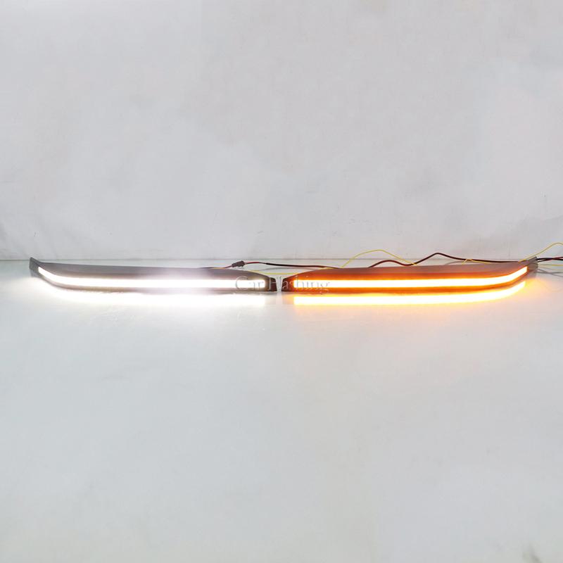 LED DRL Headlight Eyebrow Daytime Running Light For Toyota Tundra Sequoia   With dynamic Yellow Turn Signa Fog lamp