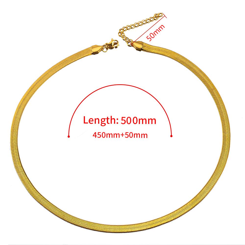 5pcs Stainless Steel Flat Snake Chain with Clasp Extended Chains 3-6mm DIY Men Necklace Jewelry Making Findings Accessor No Fade