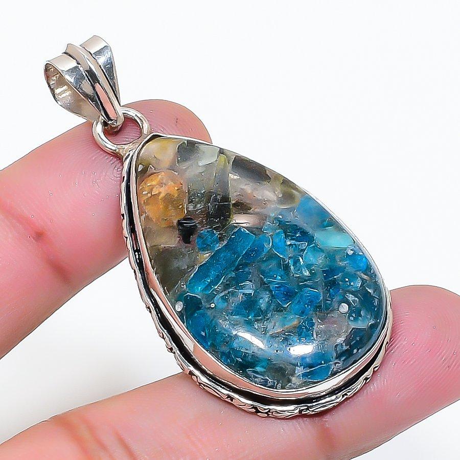 Natural Tourmaline Gemstone Handmade 925 Sterling Silver Pendant 2.01  AP-15546