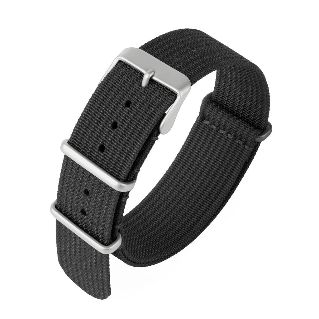 NATO One-Piece Nylon Canvas Watch Strap - Fine Woven Solid Color, 18/20/22mm