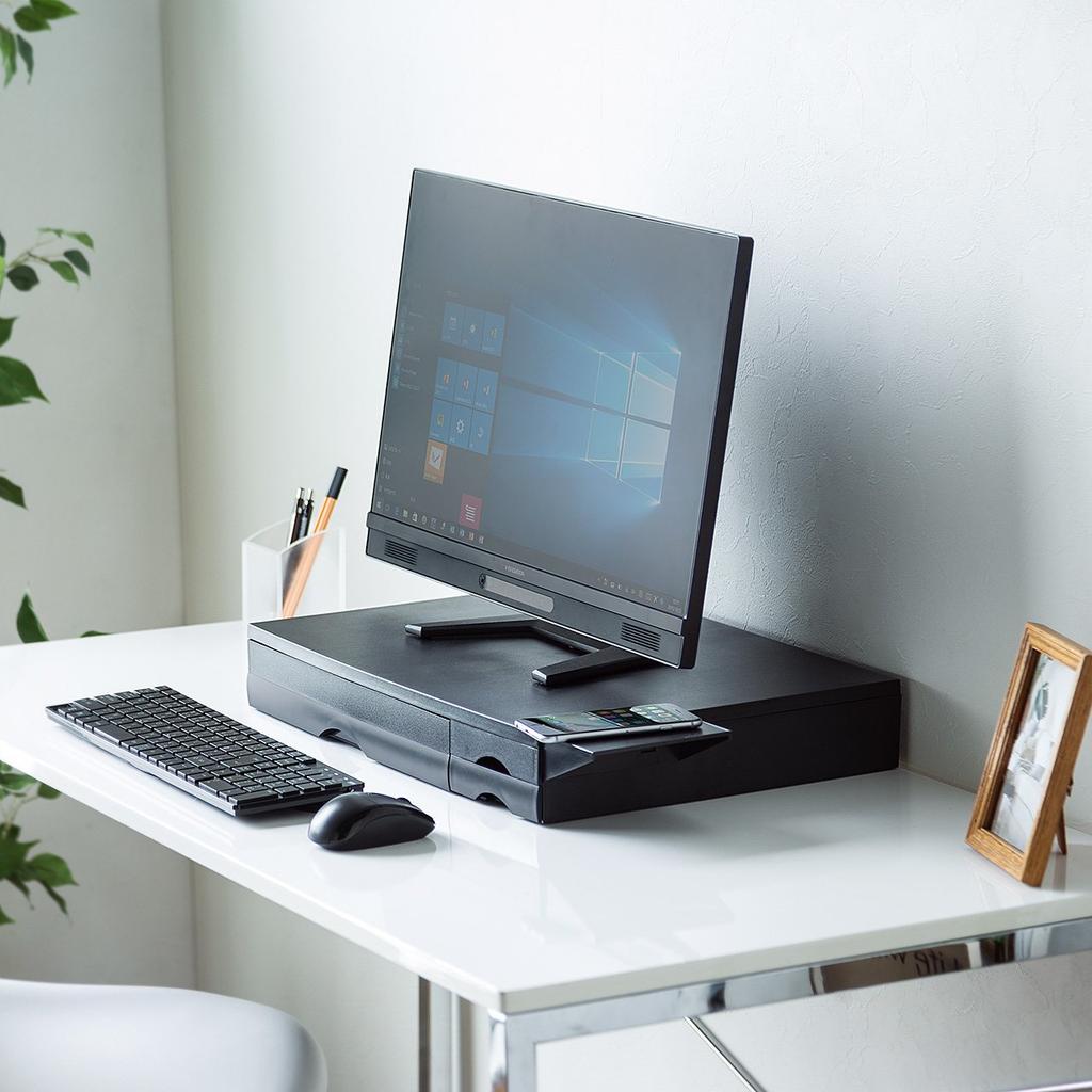 Sanwa Direct Printer Stand Tabletop with Drawer Compatible with A4 Storage Printer Station 100-PS006