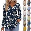 Dame Moteable Casual V-hals Bluse Knapp Langermet Pullover T-skjorte Topp