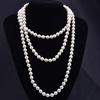 Women's European & American Fashion Imitation Pearl Multilayer Necklace - Simple Knotted Long Sweater Chain
