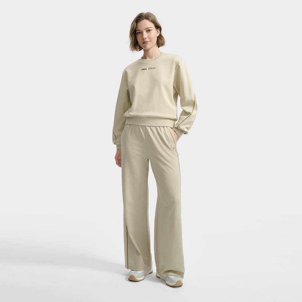 FILA White Fashion Simple Versatile Comfortable Classic Straight Leg Knit Casual Pants Women bottoms F11W533601F-GY