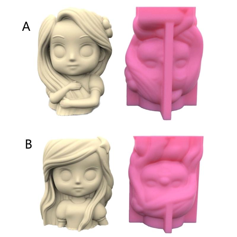 Little Girl Shaped Planter Mold Flowerpots Molds Silicone Concrete Mould Hand-Making Supplies for DIY Flowerpot Crafting