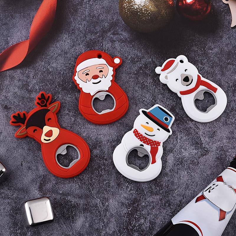 1pc Christmas Bottle Opener with Cute Santa,Rudolph,Snowman&Gingerbread for Man Capsules-Portable Multi-Use Lever-Action Opener