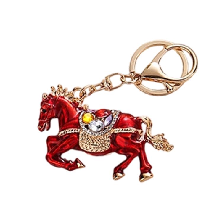 2026 Chinese Zodiacal Horse Keychain Bedazzled Rhinestones Artistic 3D Model Portable for Everyday Essential