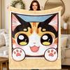 Cute Cat Animal Cartoon Pattern Flannel Printed Blanket Suitable for All Seasons Suitable for Living Room Office Sofa and Travel