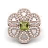 1.33 Ctw Square Peridot 925 Sterling Silver Rose Vermeil Cocktail Women Wedding Ring