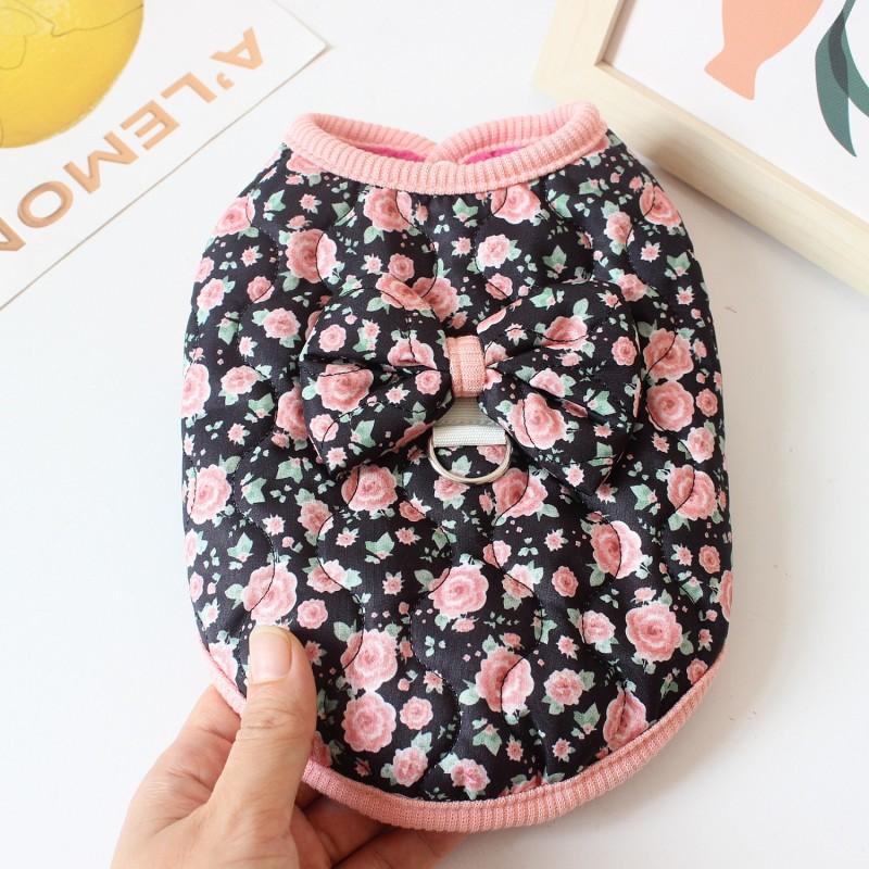 Overalls for Dogs Cats Winter Dog Clothes Fashion Floral Puppy Coat Pet Warm Jacket Chihuahua Yorkie Dachshund Plush Dog Vests