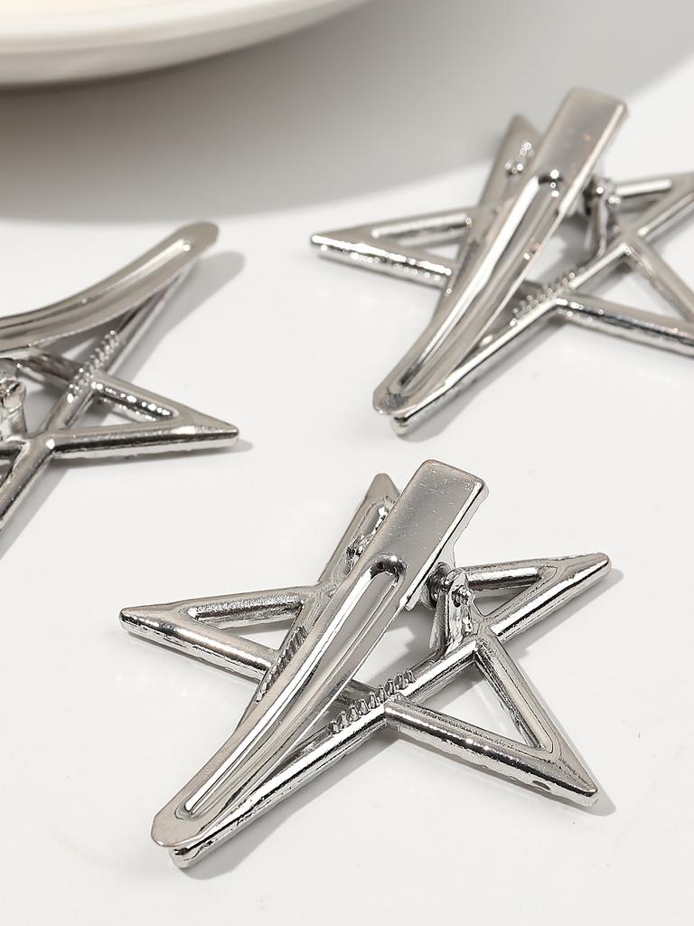 Full of diamonds pentagram star hairpin side clip Korean simple hairpin star bangs clip high-end hair ornament cold wind hairpin