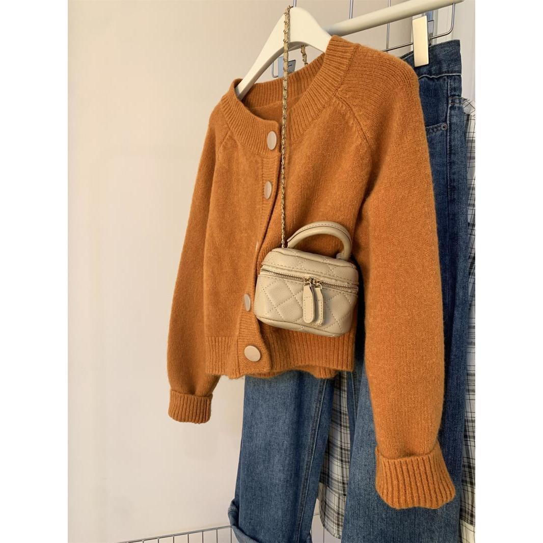 

Вязаный кардиган в корейском стиле: Женский модный универсальный свитер-пальто на осень/зиму L (for 55-60 kg) грязно-белый